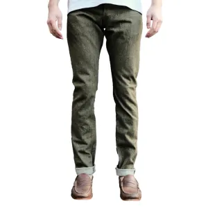 Pure Blue Japan OL-14oz-013 Olive Warp Selvedge Jeans (Slim Tapered)